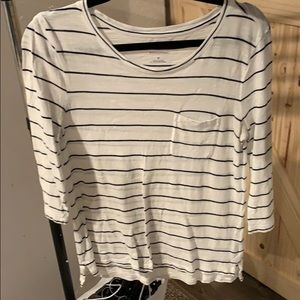 banana republic white/navy striped shirt